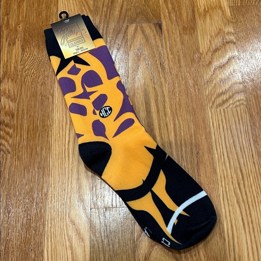 HGC Orange Purple Casual tall crew Socks men’s small medium new - Picture 2 of 7
